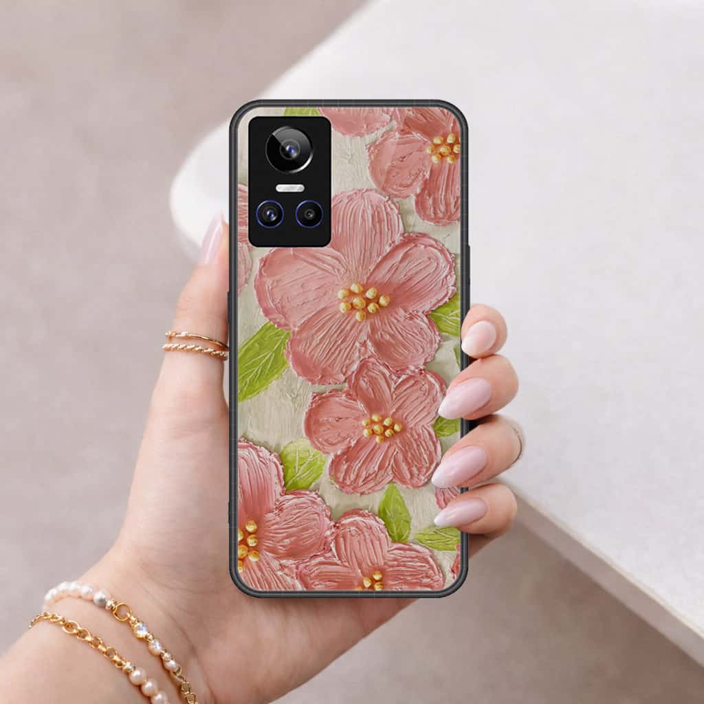 Realme GT Neo 3 Cover - Floral Series 4 - HQ Ultra Shine Premium Infinity Glass Soft Silicon Borders Case