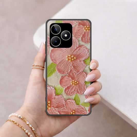Realme C51 Cover - Floral Series 4 - HQ Ultra Shine Premium Infinity Glass Soft Silicon Borders Case