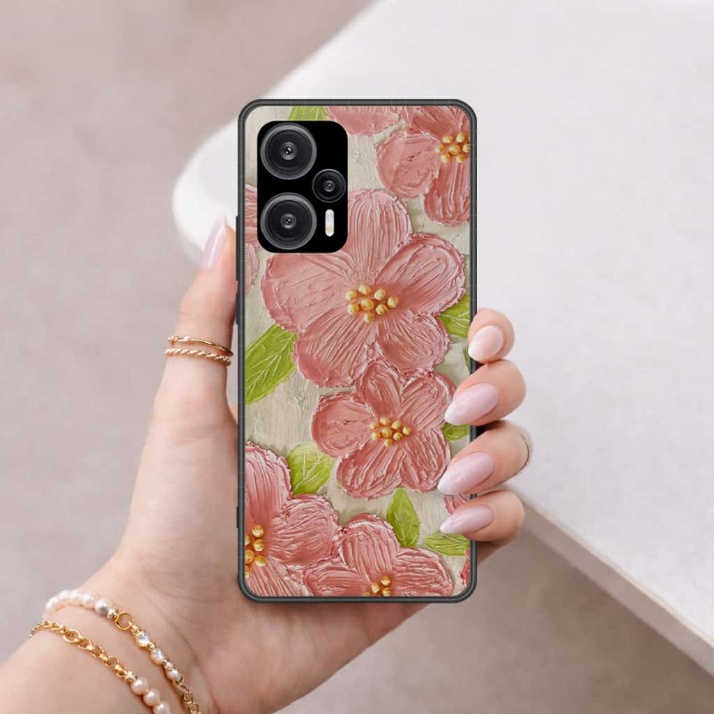 Xiaomi Redmi Note 12 Turbo Cover - Floral Series 4 - HQ Ultra Shine Premium Infinity Glass Soft Silicon Borders Case