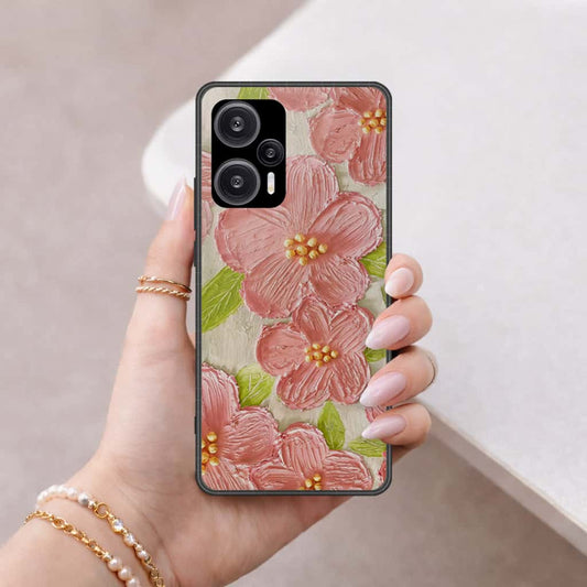 Xiaomi Redmi Note 12 Turbo Cover - Floral Series 4 - HQ Ultra Shine Premium Infinity Glass Soft Silicon Borders Case