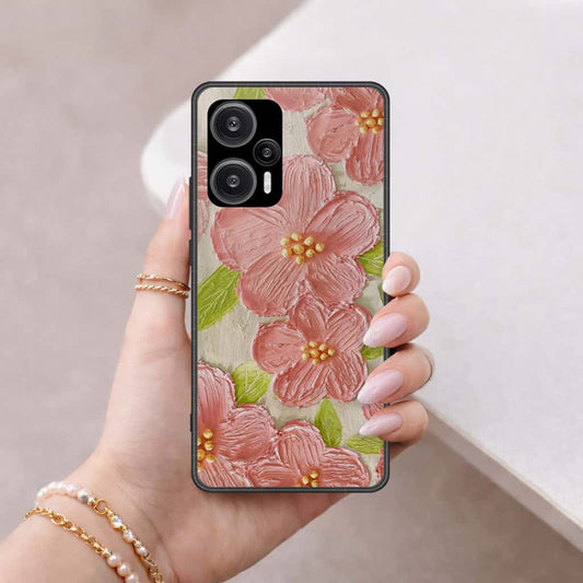 Xiaomi Poco F5 Cover - Floral Series 4 - HQ Ultra Shine Premium Infinity Glass Soft Silicon Borders Case