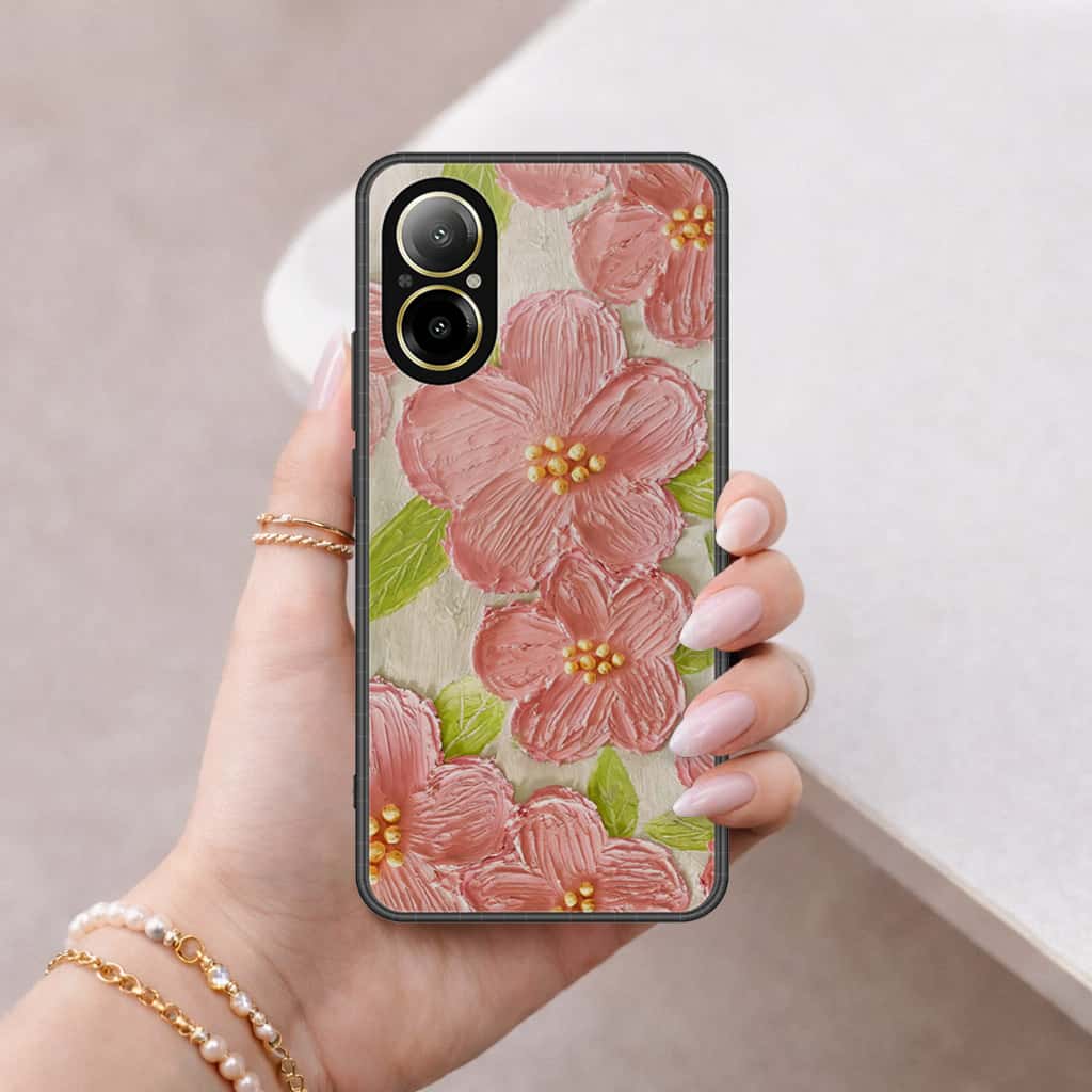 Realme C67 4G Cover - Floral Series 4 - HQ Ultra Shine Premium Infinity Glass Soft Silicon Borders Case