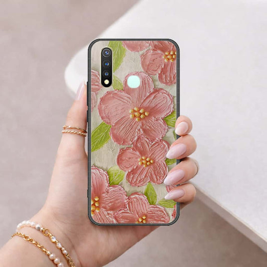 Vivo Y19 Cover - Floral Series 4 - HQ Ultra Shine Premium Infinity Glass Soft Silicon Borders Case