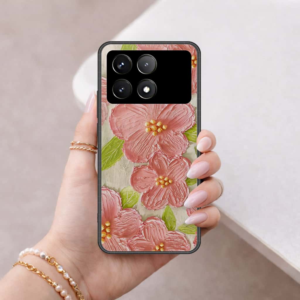Xiaomi Poco F6 Pro Cover - Floral Series 4 - HQ Ultra Shine Premium Infinity Glass Soft Silicon Borders Case