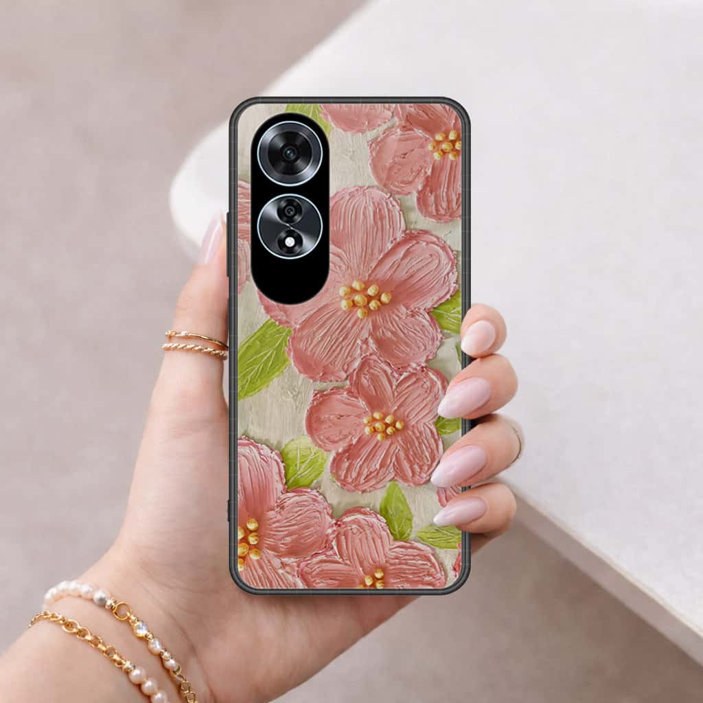 Oppo A60 Cover - Floral Series 4 - HQ Ultra Shine Premium Infinity Glass Soft Silicon Borders Case