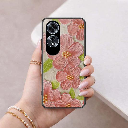 Oppo A60 Cover - Floral Series 4 - HQ Ultra Shine Premium Infinity Glass Soft Silicon Borders Case