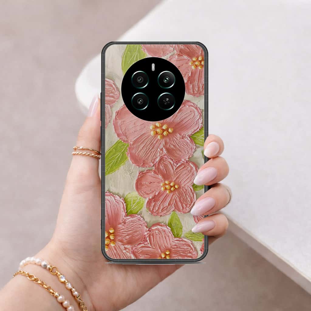 Realme Narzo 70 Cover - Floral Series 4 - HQ Ultra Shine Premium Infinity Glass Soft Silicon Borders Case