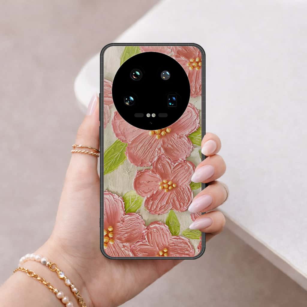 Xiaomi 14 Ultra Cover - Floral Series 4 - HQ Ultra Shine Premium Infinity Glass Soft Silicon Borders Case