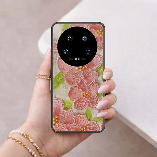 Xiaomi 14 Ultra Cover - Floral Series 4 - HQ Ultra Shine Premium Infinity Glass Soft Silicon Borders Case