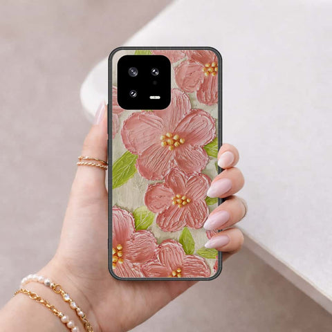 Xiaomi 13 Cover - Floral Series 4 - HQ Ultra Shine Premium Infinity Glass Soft Silicon Borders Case