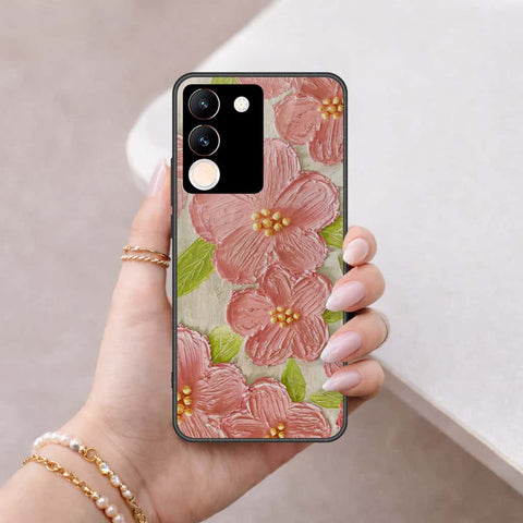 Vivo V29e Cover - Floral Series 4 - HQ Ultra Shine Premium Infinity Glass Soft Silicon Borders Case