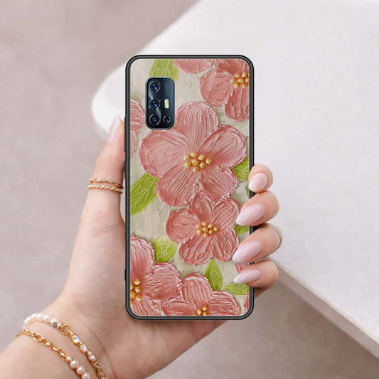 Vivo V17 Cover - Floral Series 4 - HQ Ultra Shine Premium Infinity Glass Soft Silicon Borders Case