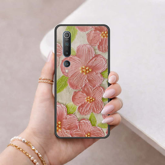 Xiaomi Mi 10 Cover - Floral Series 4 - HQ Ultra Shine Premium Infinity Glass Soft Silicon Borders Case