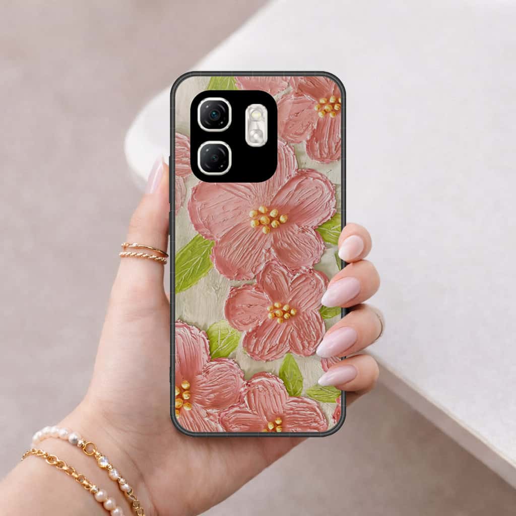 Infinix Hot 50i Cover - Floral Series 4 - HQ Ultra Shine Premium Infinity Glass Soft Silicon Borders Case