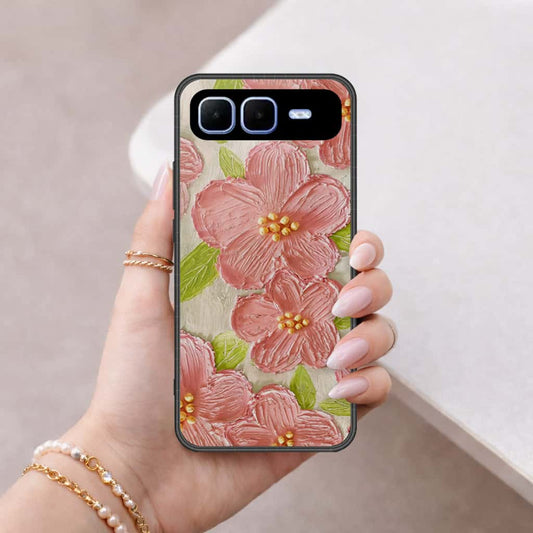 Infinix Smart 10 Plus Cover - Floral Series 4 - HQ Ultra Shine Premium Infinity Glass Soft Silicon Borders Case