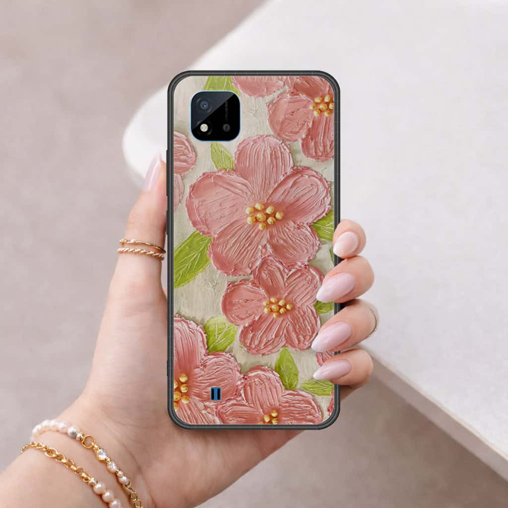 Realme C20A Cover - Floral Series 4 - HQ Ultra Shine Premium Infinity Glass Soft Silicon Borders Case