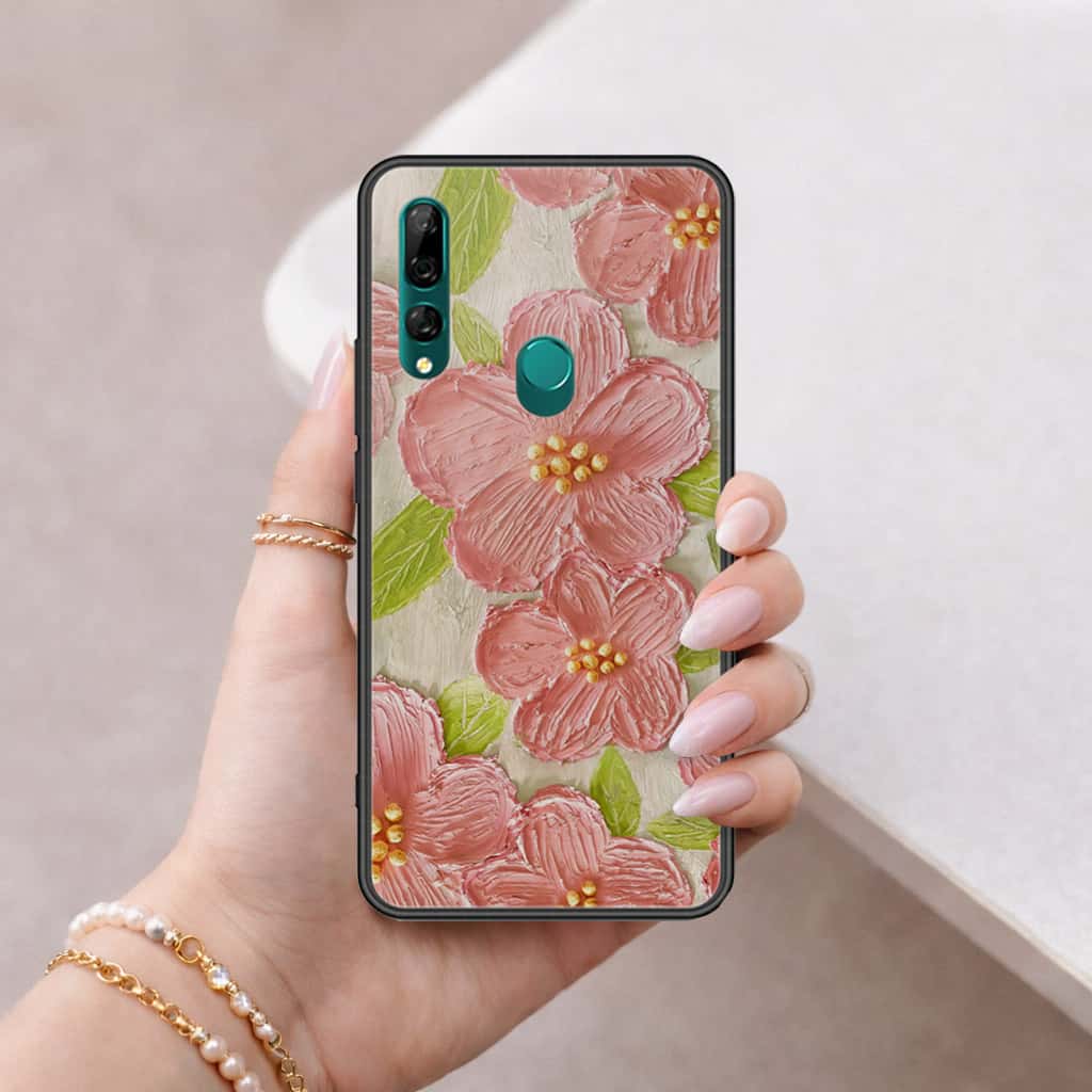 Huawei P Smart Z Cover - Floral Series 4 - HQ Ultra Shine Premium Infinity Glass Soft Silicon Borders Case