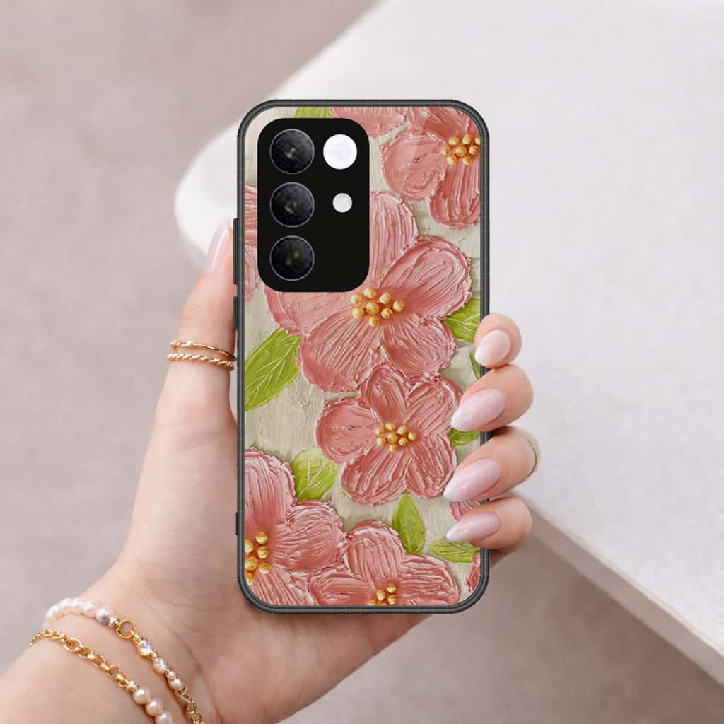 Realme C85 Pro Cover - Floral Series 4 - HQ Ultra Shine Premium Infinity Glass Soft Silicon Borders Case