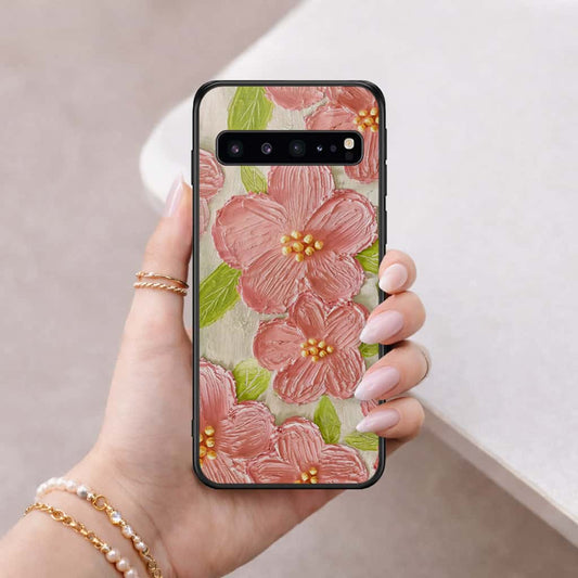 Samsung Galaxy S10 5G Cover - Floral Series 4 - HQ Ultra Shine Premium Infinity Glass Soft Silicon Borders Case