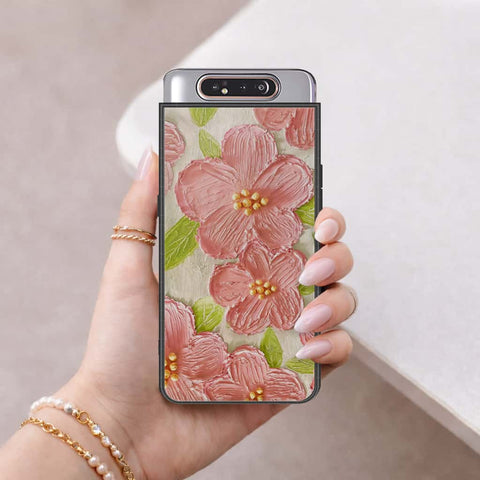 Samsung Galaxy A80 Cover - Floral Series 4 - HQ Ultra Shine Premium Infinity Glass Soft Silicon Borders Case