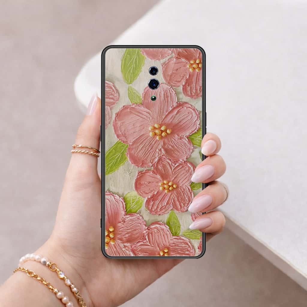 Oppo Reno Cover - Floral Series 4 - HQ Ultra Shine Premium Infinity Glass Soft Silicon Borders Case