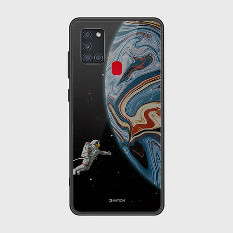 Samsung Galaxy A21s Cover - Cosmic Marble Astronaut Design - HQ Ultra Shine Premium Infinity Glass Soft Silicon Borders Case