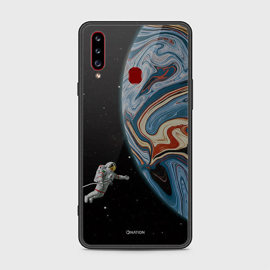 Samsung Galaxy A20s Cover - Cosmic Marble Astronaut Design - HQ Ultra Shine Premium Infinity Glass Soft Silicon Borders Case