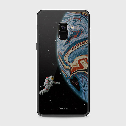 Samsung Galaxy A8 2018 Cover - Cosmic Marble Astronaut Design - HQ Ultra Shine Premium Infinity Glass Soft Silicon Borders Case