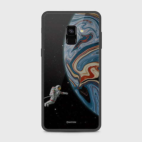 Samsung Galaxy A8 2018 Cover - Cosmic Marble Astronaut Design - HQ Ultra Shine Premium Infinity Glass Soft Silicon Borders Case