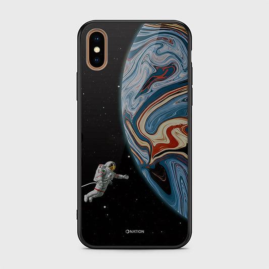 iPhone XS Max Cover - Cosmic Marble Astronaut Design - HQ Ultra Shine Premium Infinity Glass Soft Silicon Borders Case