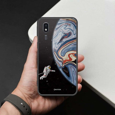 Samsung Galaxy A2 Core Cover - Cosmic Marble Astronaut Design - HQ Ultra Shine Premium Infinity Glass Soft Silicon Borders Case