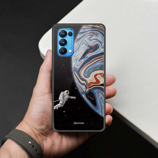 Oppo Reno 5 Pro Cover - Cosmic Marble Astronaut Design - HQ Ultra Shine Premium Infinity Glass Soft Silicon Borders Case