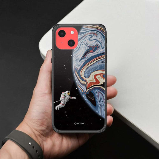 iPhone 13 Mini Cover - Cosmic Marble Astronaut Design - HQ Ultra Shine Premium Infinity Glass Soft Silicon Borders Case
