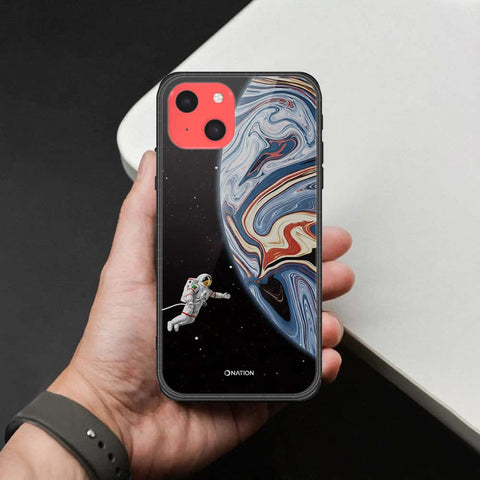 iPhone 13 Mini Cover - Cosmic Marble Astronaut Design - HQ Ultra Shine Premium Infinity Glass Soft Silicon Borders Case