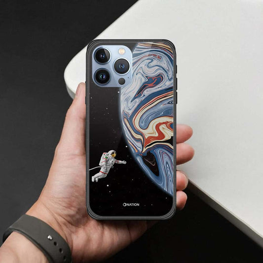 iPhone 13 Pro Max Cover - Cosmic Marble Astronaut Design - HQ Ultra Shine Premium Infinity Glass Soft Silicon Borders Case