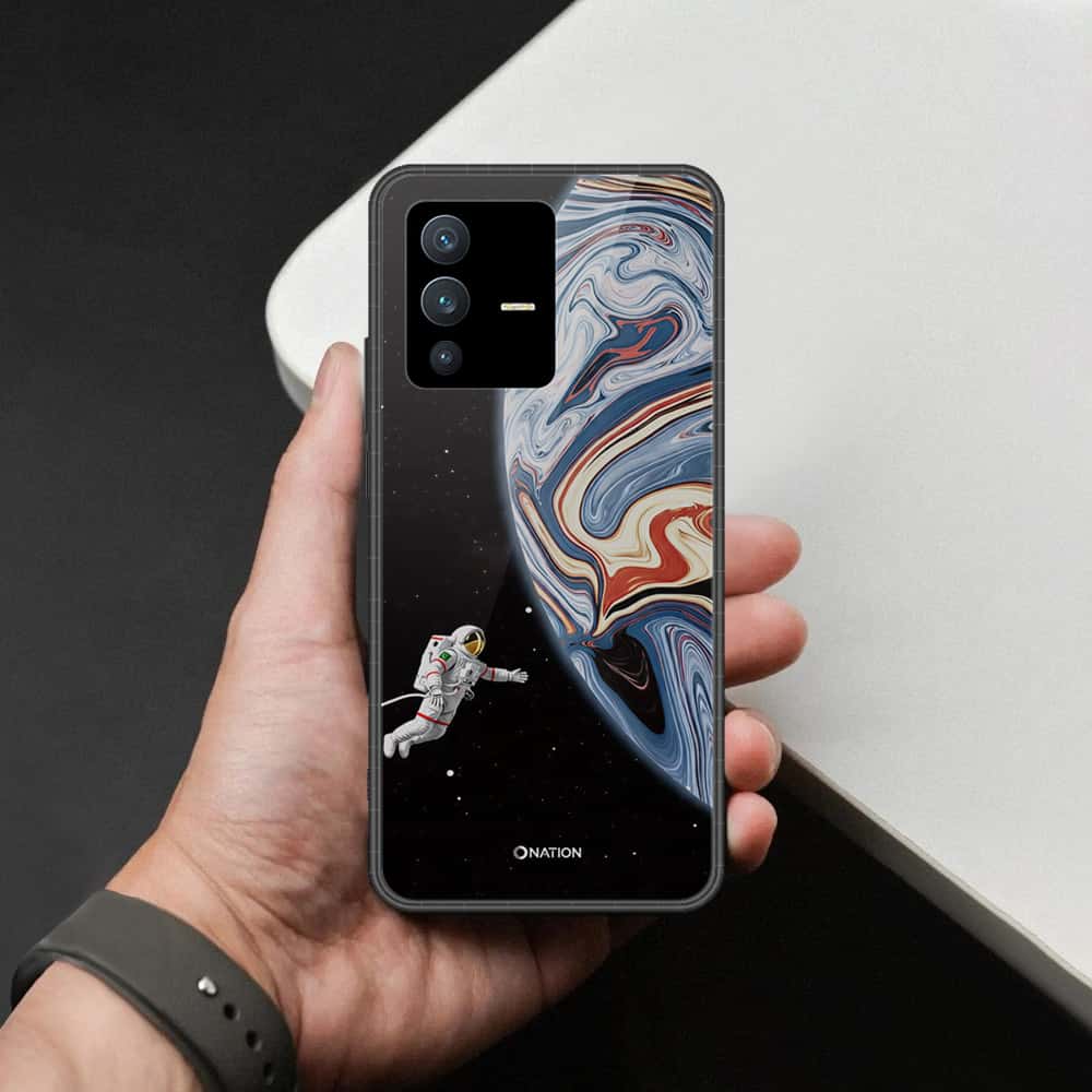 Vivo V23 Cover - Cosmic Marble Astronaut Design - HQ Ultra Shine Premium Infinity Glass Soft Silicon Borders Case