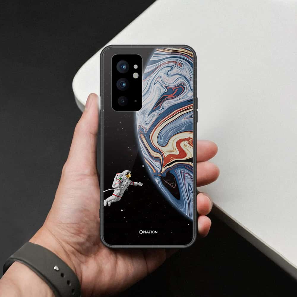 OnePlus 9RT 5G Cover - Cosmic Marble Astronaut Design - HQ Ultra Shine Premium Infinity Glass Soft Silicon Borders Case