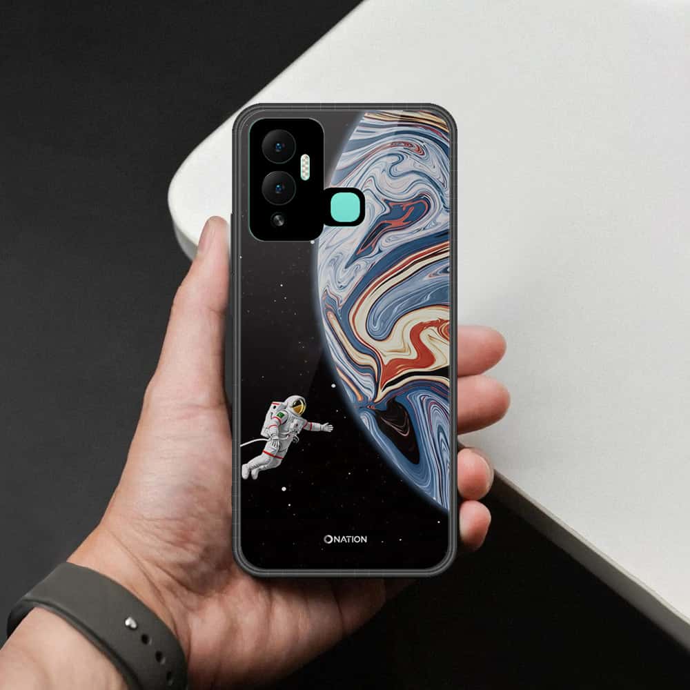 Infinix Hot 12i Cover - Cosmic Marble Astronaut Design - HQ Ultra Shine Premium Infinity Glass Soft Silicon Borders Case