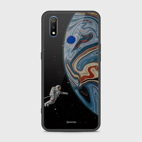 Realme 3 Cover - Cosmic Marble Astronaut Design - HQ Ultra Shine Premium Infinity Glass Soft Silicon Borders Case