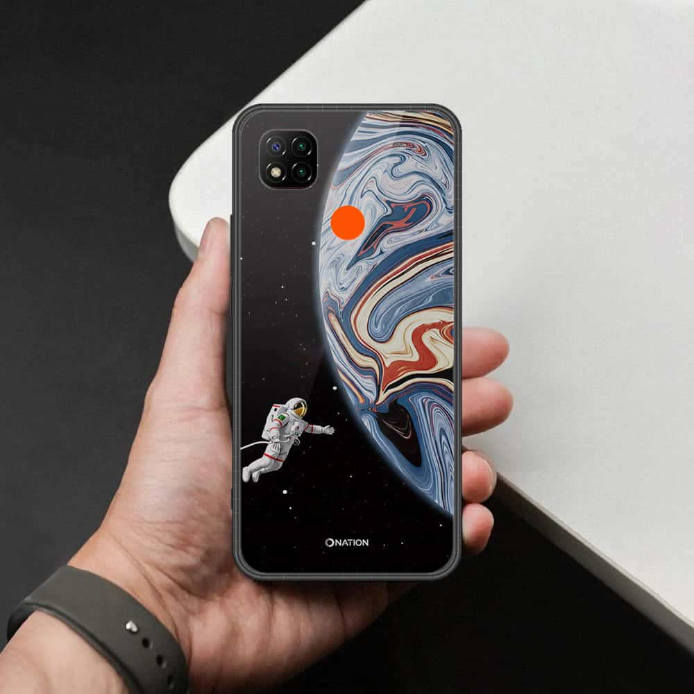 Xiaomi Redmi 9C Cover - Cosmic Marble Astronaut Design - HQ Ultra Shine Premium Infinity Glass Soft Silicon Borders Case