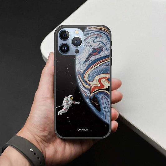 iPhone 14 Pro Cover - Cosmic Marble Astronaut Design - HQ Ultra Shine Premium Infinity Glass Soft Silicon Borders Case