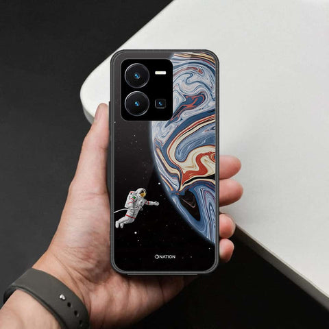 Vivo Y35 Cover - Cosmic Marble Astronaut Design - HQ Ultra Shine Premium Infinity Glass Soft Silicon Borders Case