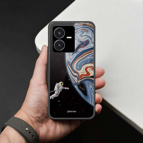 Vivo Y22 Cover - Cosmic Marble Astronaut Design - HQ Ultra Shine Premium Infinity Glass Soft Silicon Borders Case