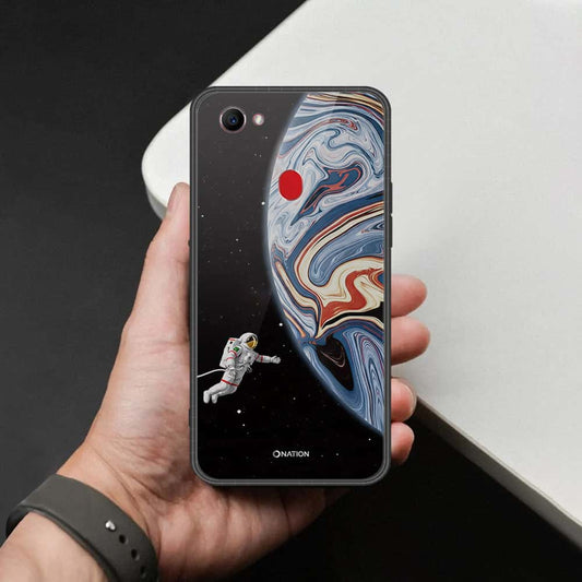 Oppo F7 Cover - Cosmic Marble Astronaut Design - HQ Ultra Shine Premium Infinity Glass Soft Silicon Borders Case