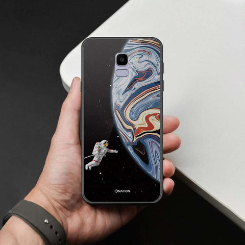 Samsung Galaxy On6 2018 Cover - Cosmic Marble Astronaut Design - HQ Ultra Shine Premium Infinity Glass Soft Silicon Borders Case