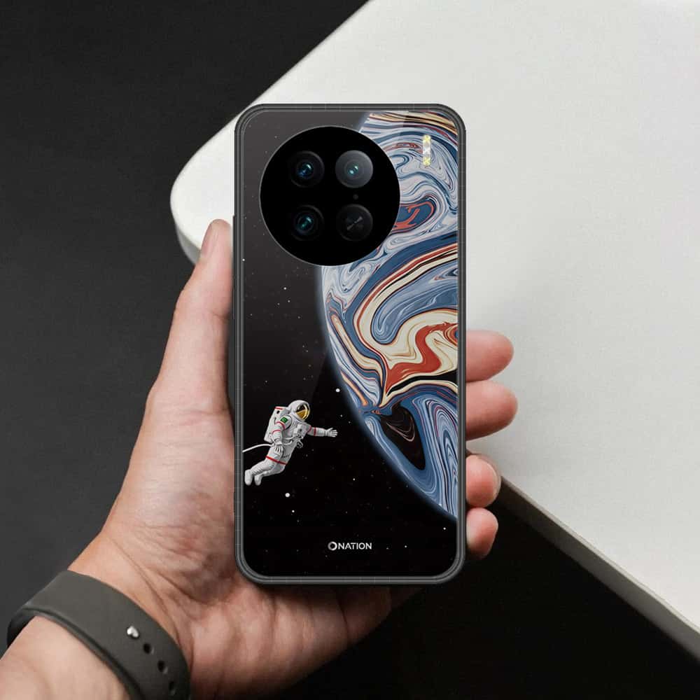 Vivo X90 Pro Cover - Cosmic Marble Astronaut Design - HQ Ultra Shine Premium Infinity Glass Soft Silicon Borders Case