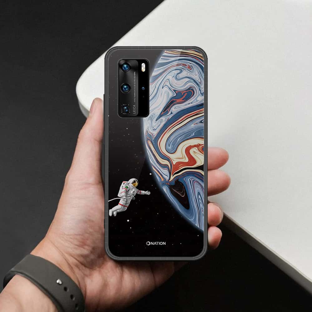 Huawei P40 Pro Cover - Cosmic Marble Astronaut Design - HQ Ultra Shine Premium Infinity Glass Soft Silicon Borders Case