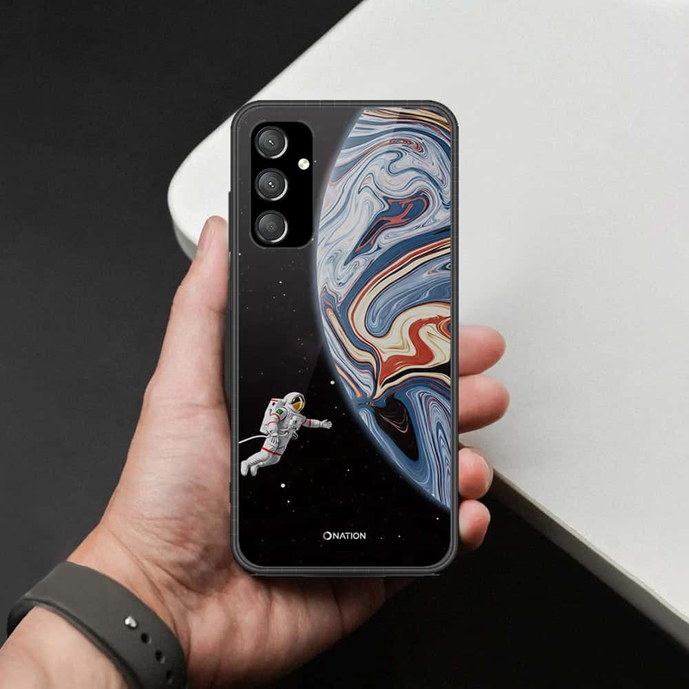 Samsung Galaxy A54 5G Cover - Cosmic Marble Astronaut Design - HQ Ultra Shine Premium Infinity Glass Soft Silicon Borders Case