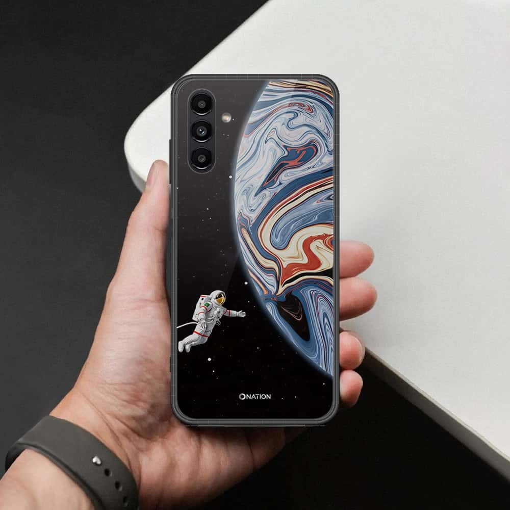Samsung Galaxy A04s Cover - Cosmic Marble Astronaut Design - HQ Ultra Shine Premium Infinity Glass Soft Silicon Borders Case