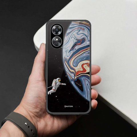 Oppo A17 Cover - Cosmic Marble Astronaut Design - HQ Ultra Shine Premium Infinity Glass Soft Silicon Borders Case